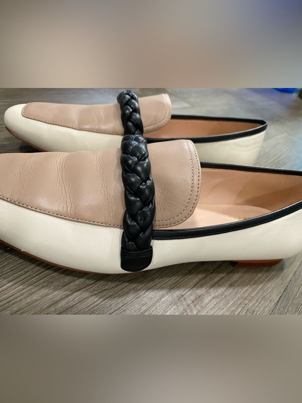 kate spade Mable Two-Tone Cream & Beige Braided Strap Loafers - Picture 3 of 9